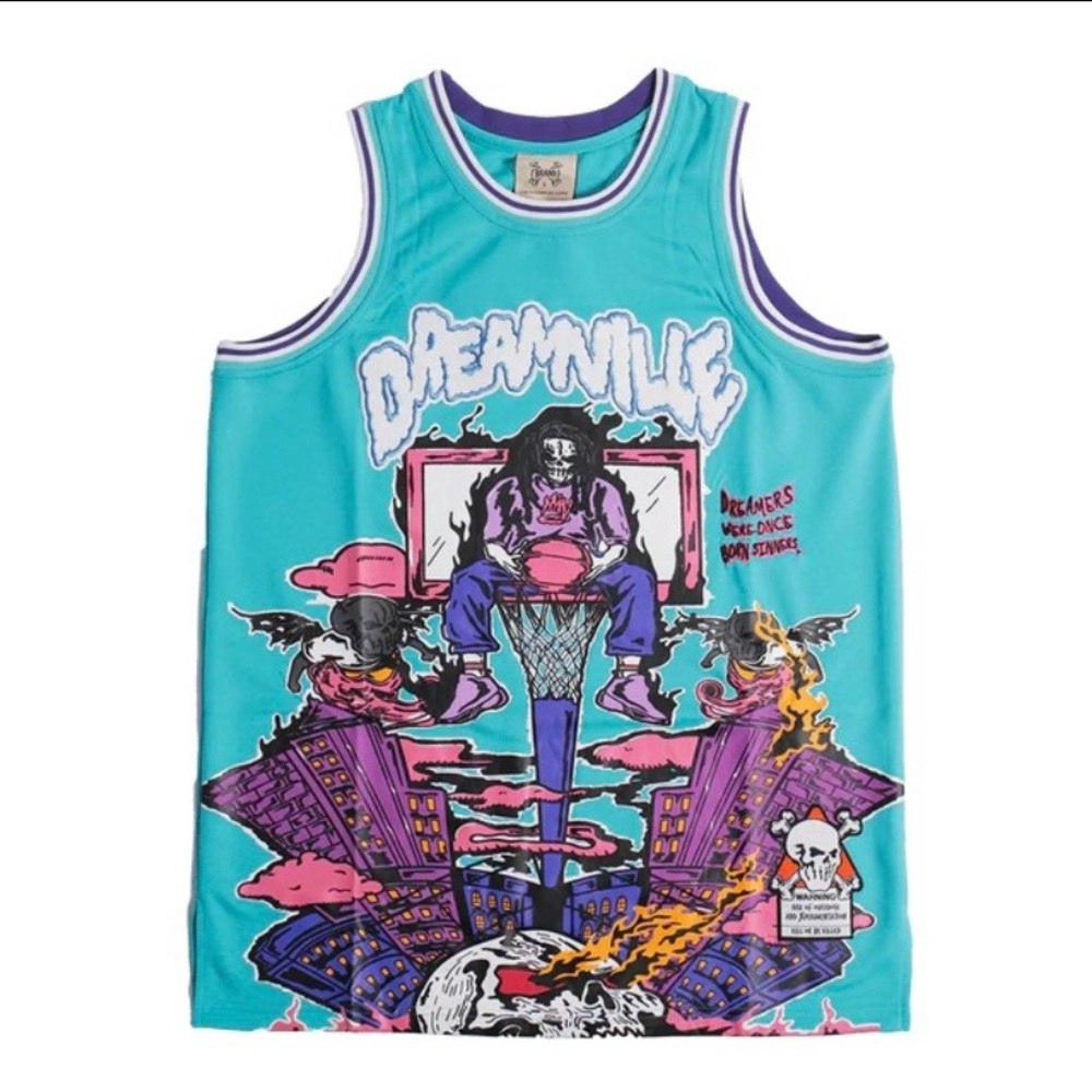 Unisex NWT BRAND X J. Cole Dreamville Graphic Jersey in Teal Blue, Size Small